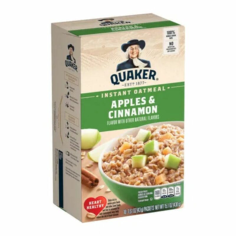 QUAKER INSTANT OATMEAL APPLE CINNAMON 12.1 OZ